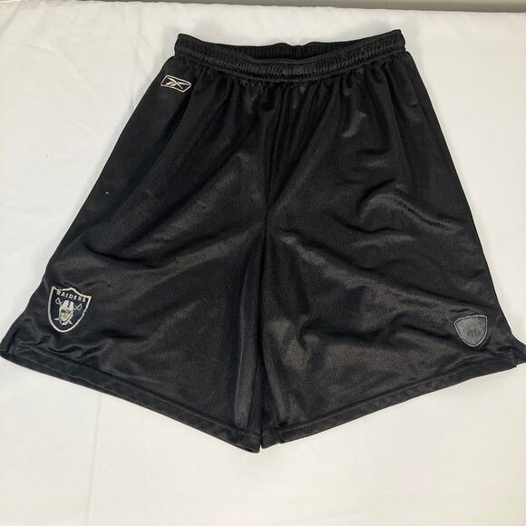 OAKLAND RAIDERS Practice Shorts NFL On field Apparel Black Size L VINTAGE - Picture 1 of 10